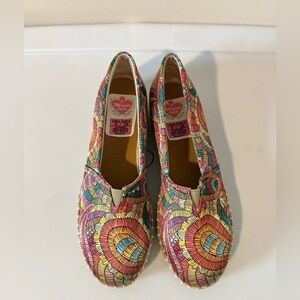 Marie Lala Multicolor Vibrant Slip-On Platform Espadrilles Shoes